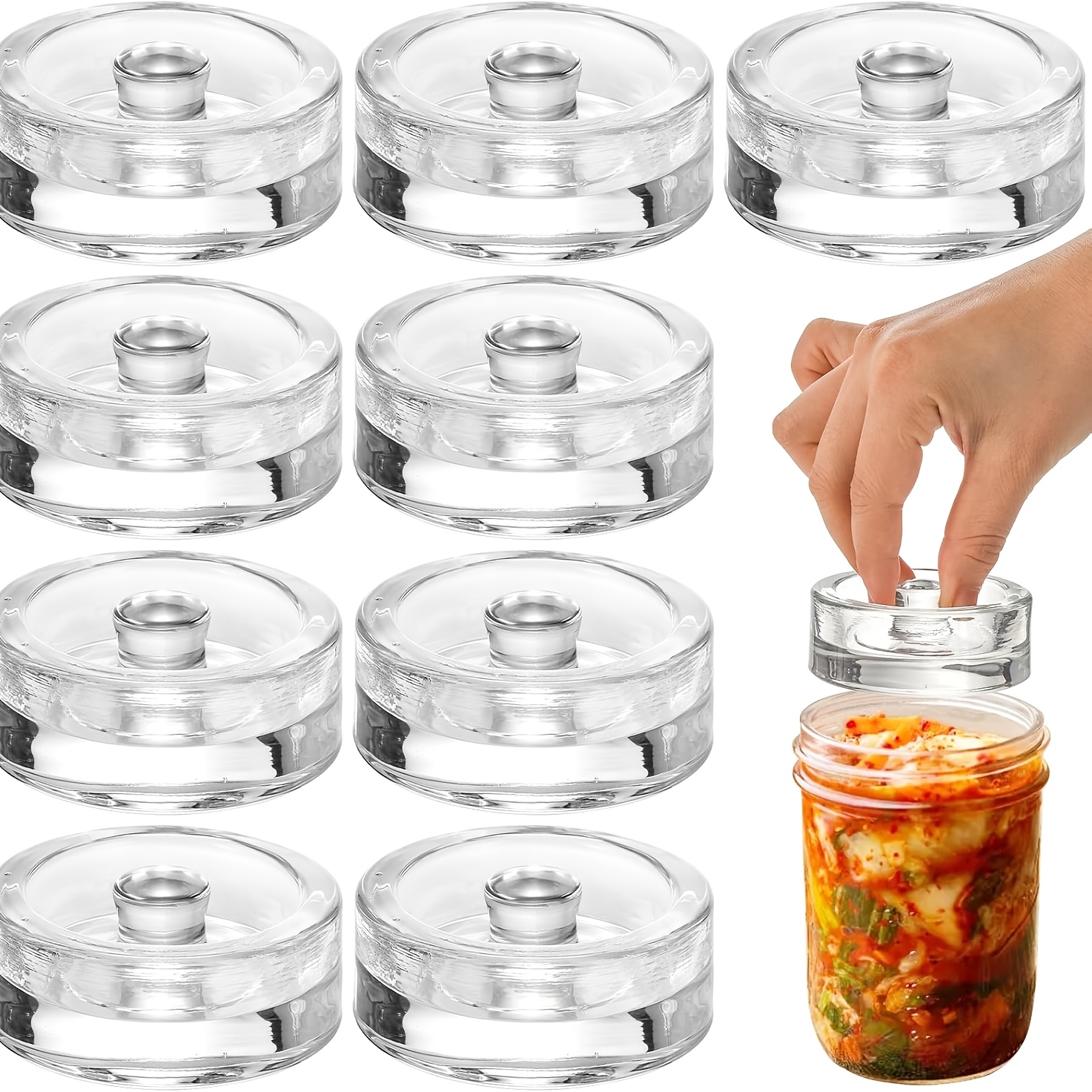 9er Set Fermentiergläser mit Griff, passend für breitmundige Glasbehälter, robuste Fermentierdeckel, Salzgläser Zubehör Set, spülmaschinenfest
