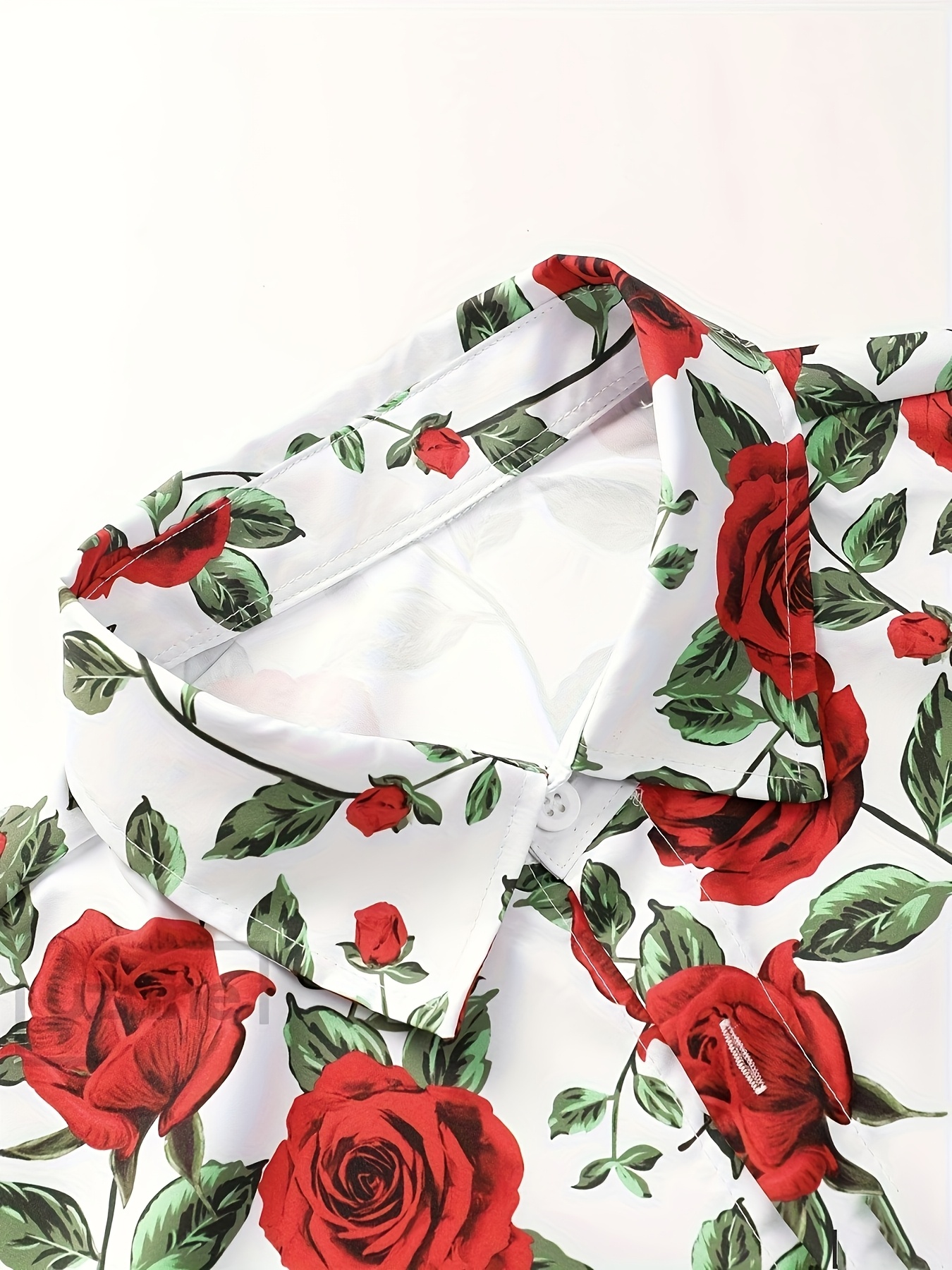 mens stylish rose botanical shirt short sleeve - Temu