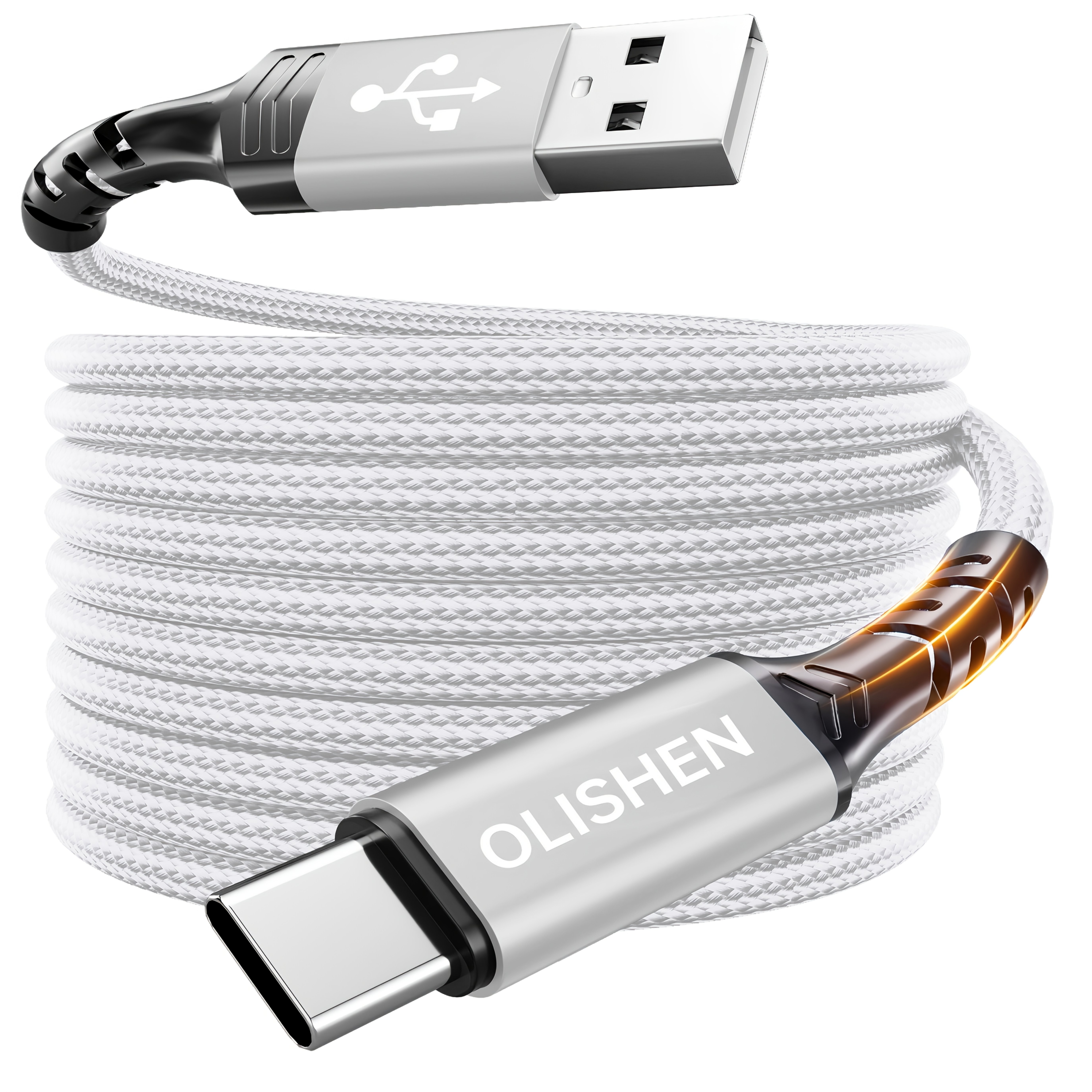 Olishen Fast Charging Type C Cable, Cable Length 3.3ft/6.6ft/9.9ft, For Iphone 15/16/17 Series, For Huawei Oppo Vivo Oneplus And More Smartphone Charging And Data Transmission