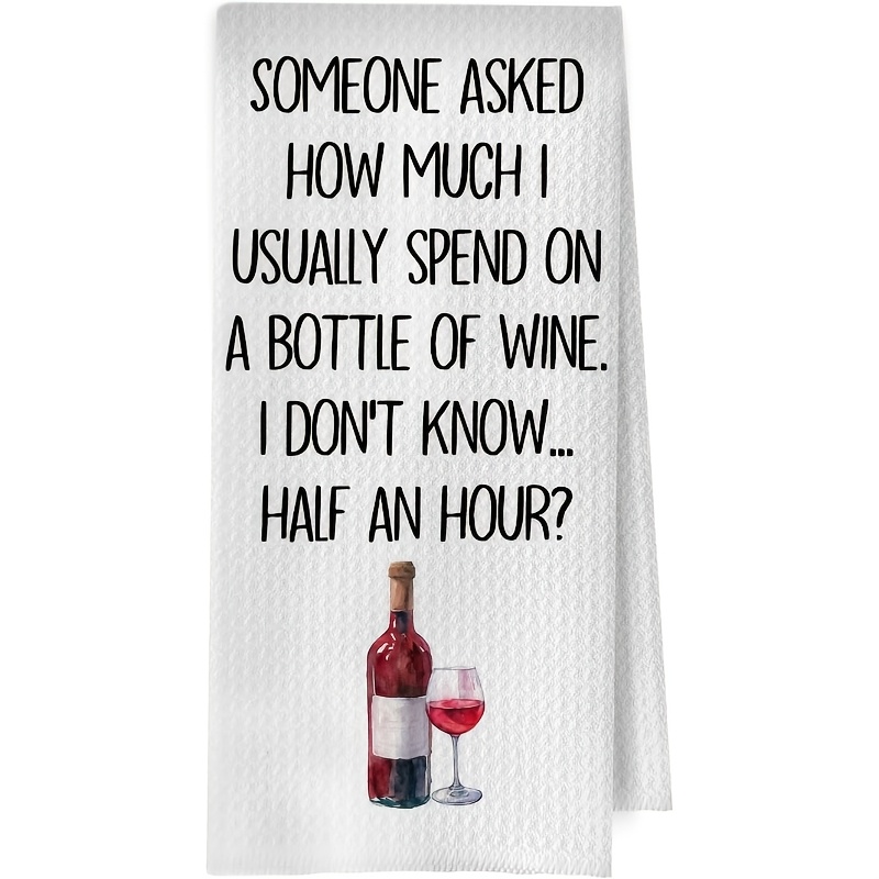 TEMU Cleaning Cloth 1pc Kitchen Towel 1pc Pack Fun Wine Kitchen Cleaning Cloth Wine Enthusiast Women's Gift Suitable For Kitchen Bar Cart Decoration