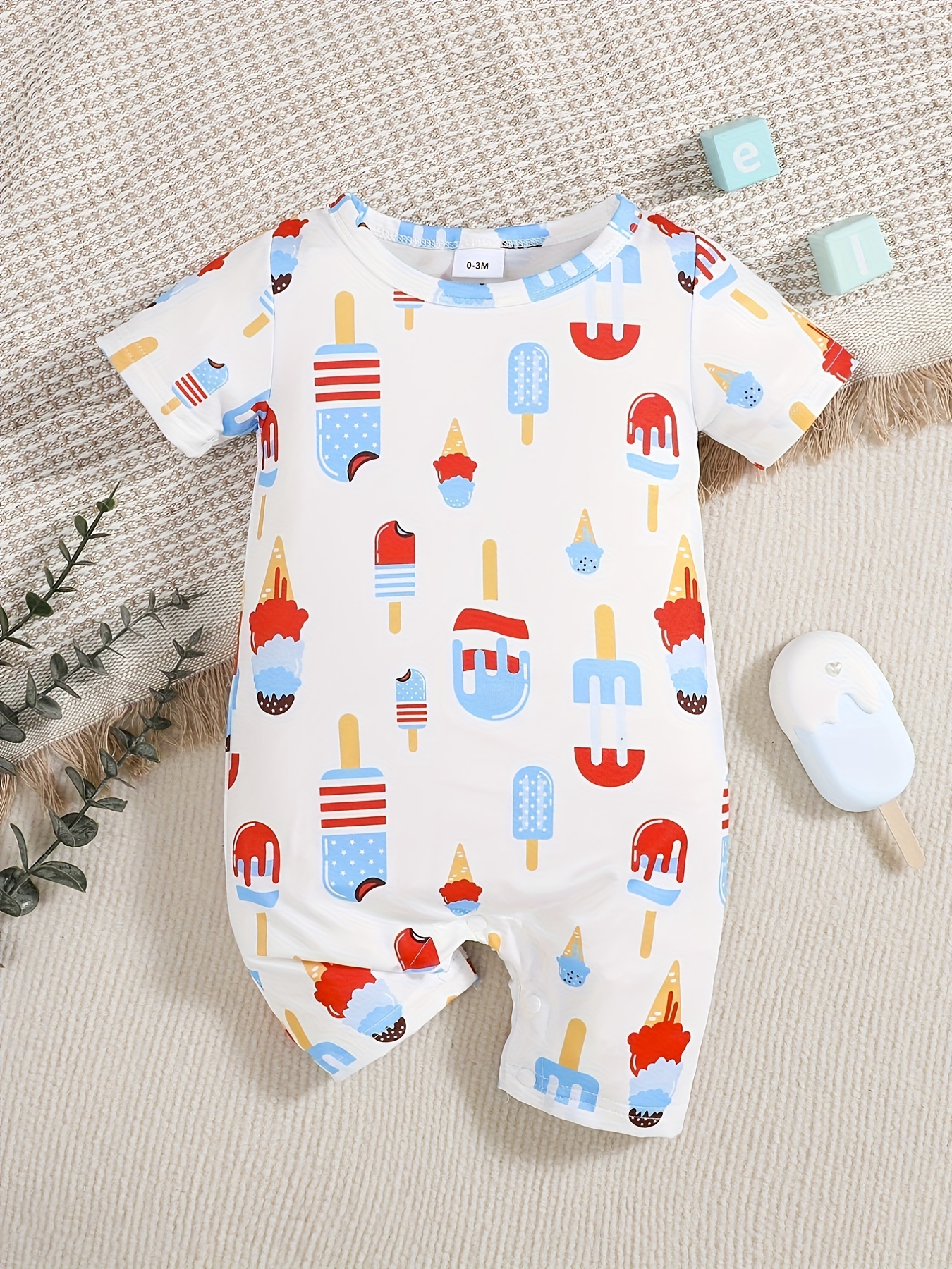 Summer Cute Cartoon Print 100% Cotton Baby Bodysuits 0 12 - Temu