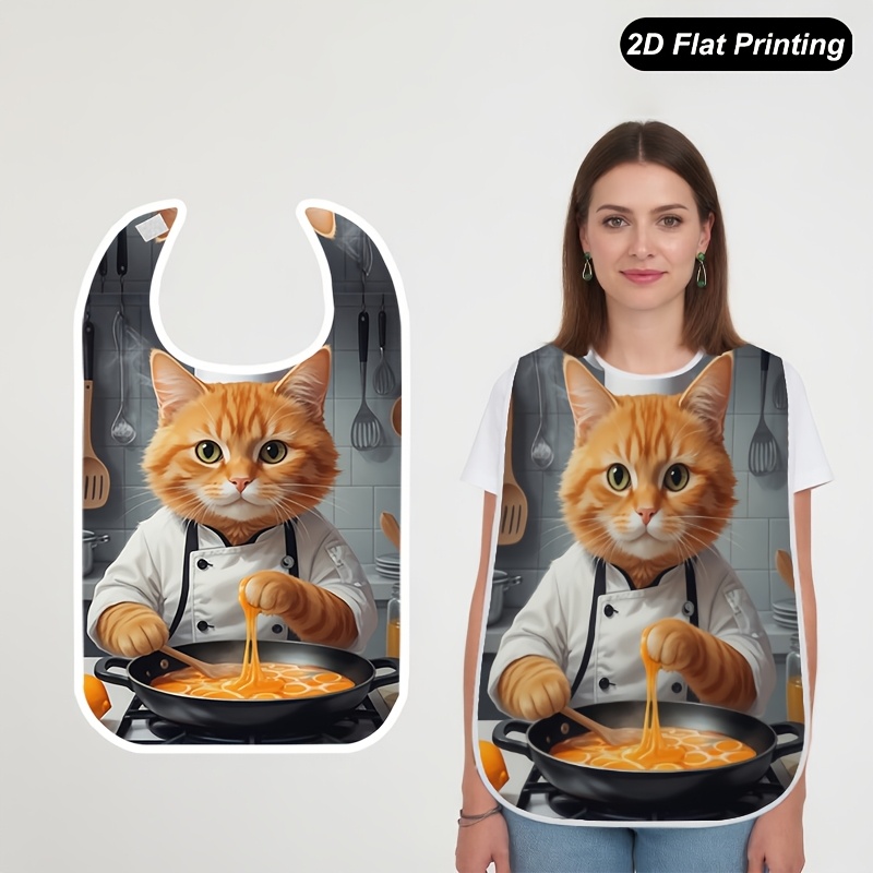 TEMU 1pc 2d Flat Printed Bibs Fashionable Adult And Elderly Crumb Catcher For , Tableware Elements, Fun Pattern, Stylish Bib, Durable Construction,