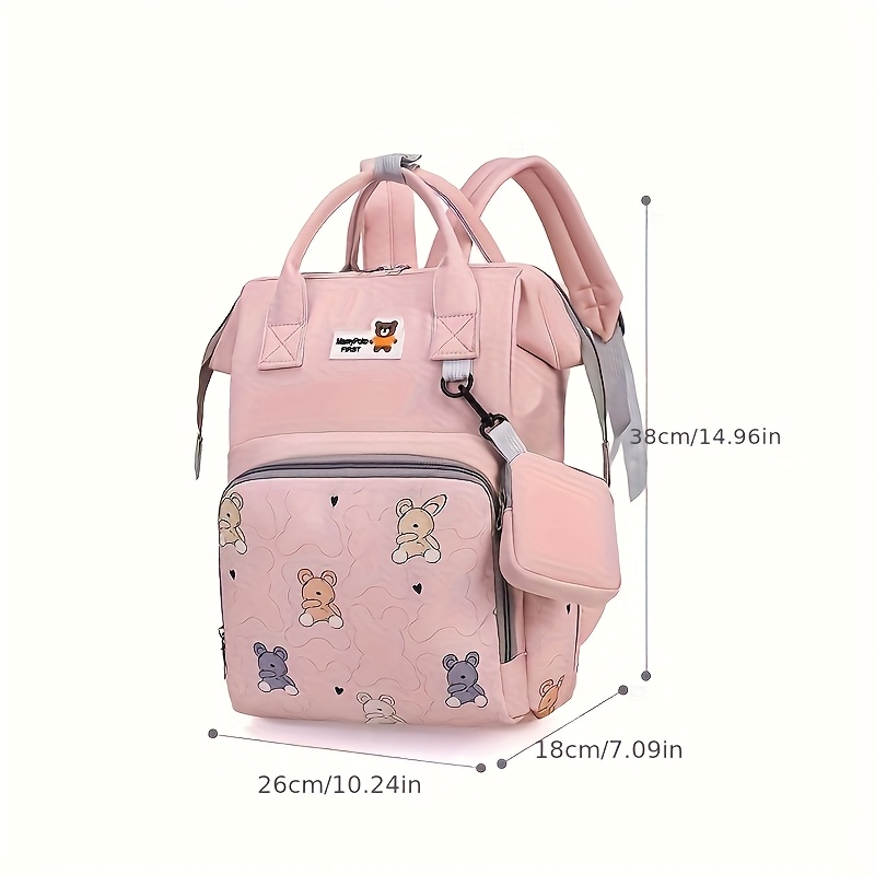 Alternative view of Bolso de Pañales y Mochila Compatible para - Estampado de Oso Lindo con Cierre de Broche, Bolso de Pañales Suave…