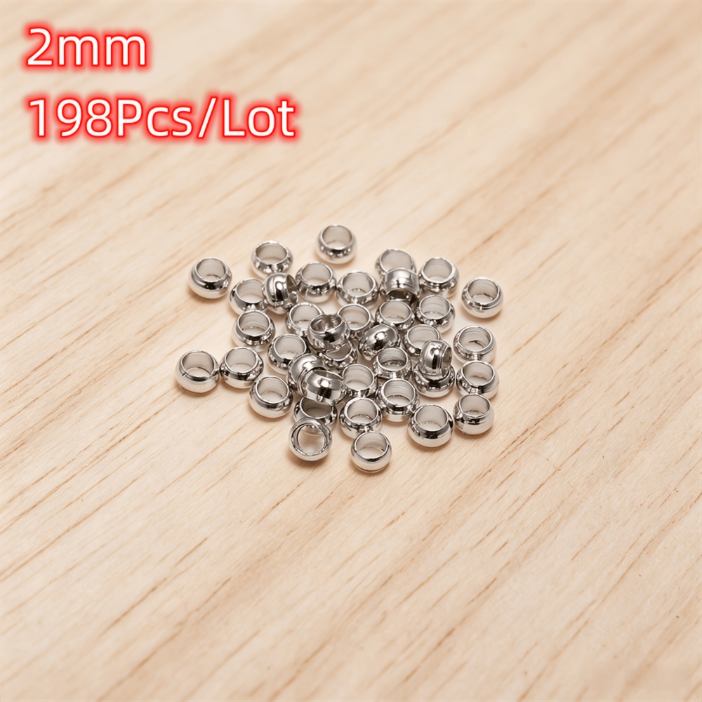 TEMU 198 Stk./Los Kugel Crimp Endbeads Durchmesser 1,5 2,5 3 MM Stopper Spacer Beads für Schmuckherstellung Zubehör