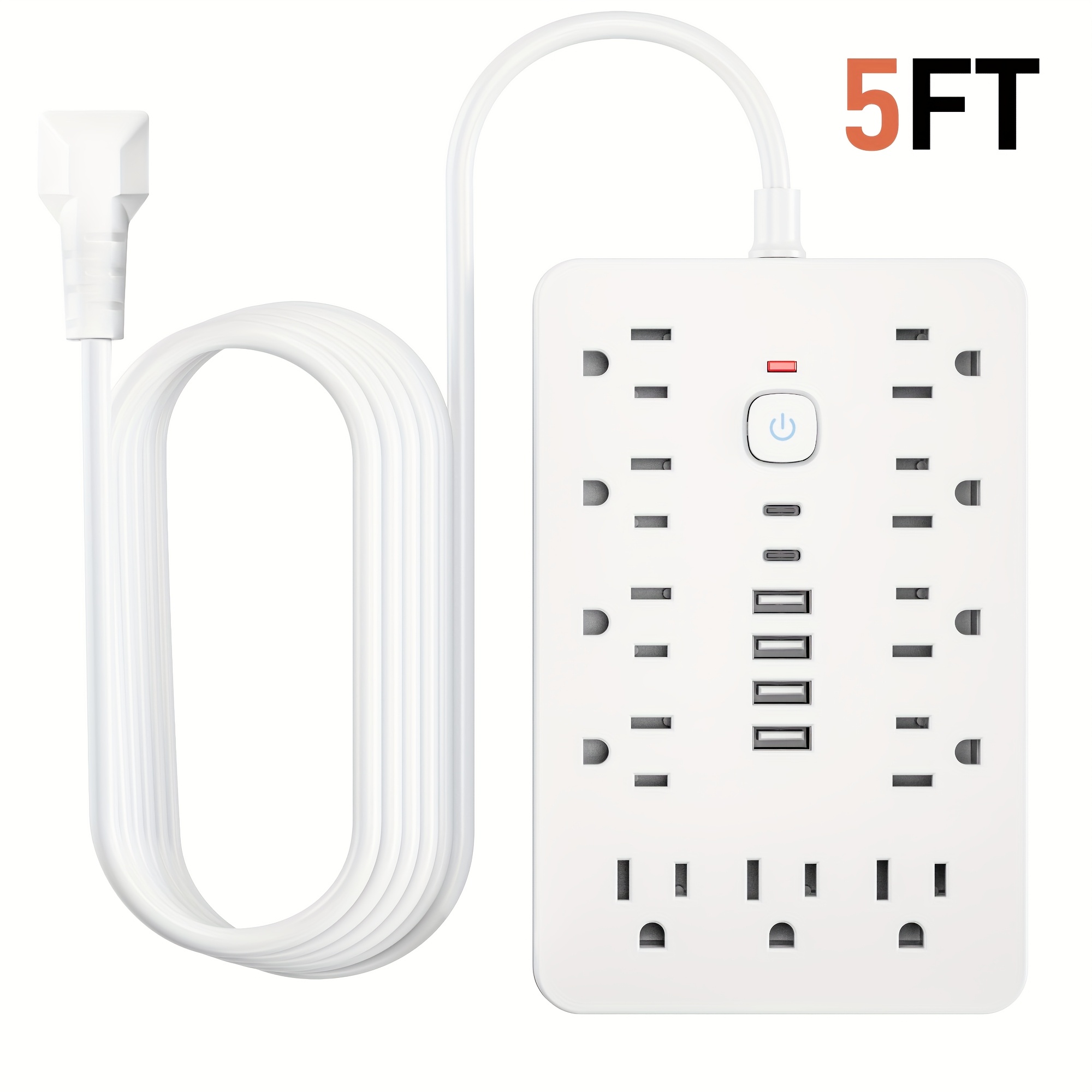 Temu – TEMU 17-in-1 Power Outlet With Protection And Multiple Outlet Extension Cords With 11 Ac Outlets, 6 Usb Ports (2 Usb C) And Control Buttons. In 5ft