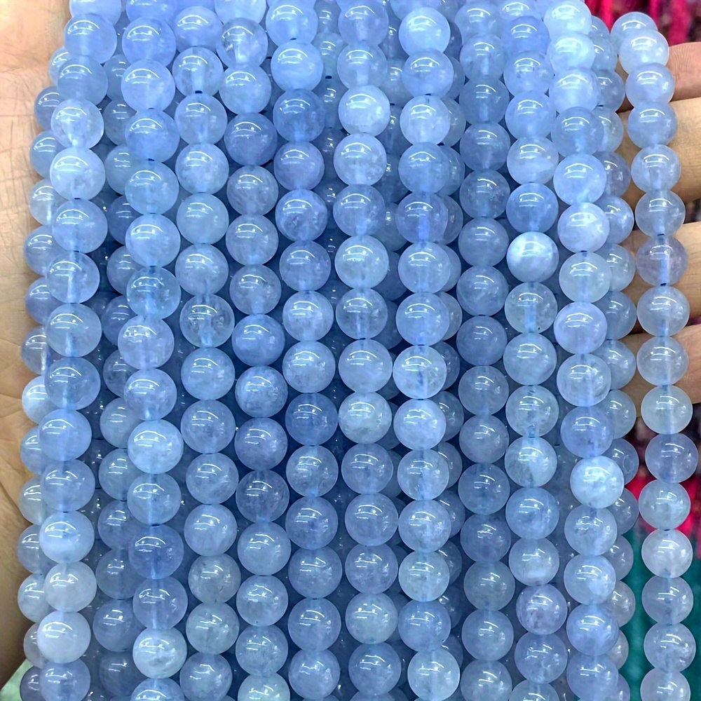 

Perles en Pierre d'Aigue-Marine Naturelle 4-10mm, Perles d'Espacement Rondes pour la Fabrication de Bijoux DIY - pour Bracelets & , Accessoires Artisanaux, de 15''