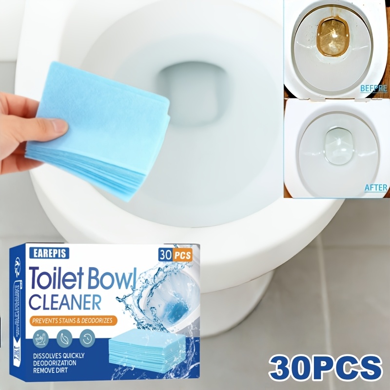 30 buc. Tablete de curățat toaleta, Îndepărtare puternică a murdăriei, Deodorizare și îndepărtare a depunerilor, Dizolvă petele persistente de urină și depunerile, Universal pentru toaletele de acasă, hoteluri și RV-uri