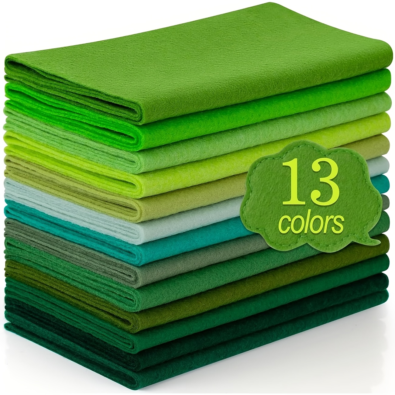 TEMU Large Soft Felt Fabric In 13 Colors, Measuring 8 Inches By 35 Inches, Pre-cut And 1mm Thick, Featuring A Soft Watercolor Green And Of Multiple
