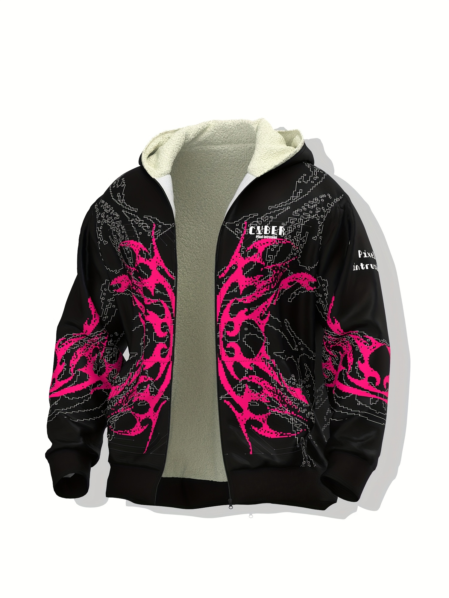 mens cyberpunk neon full zip hooded jacket Temu United Kingdom