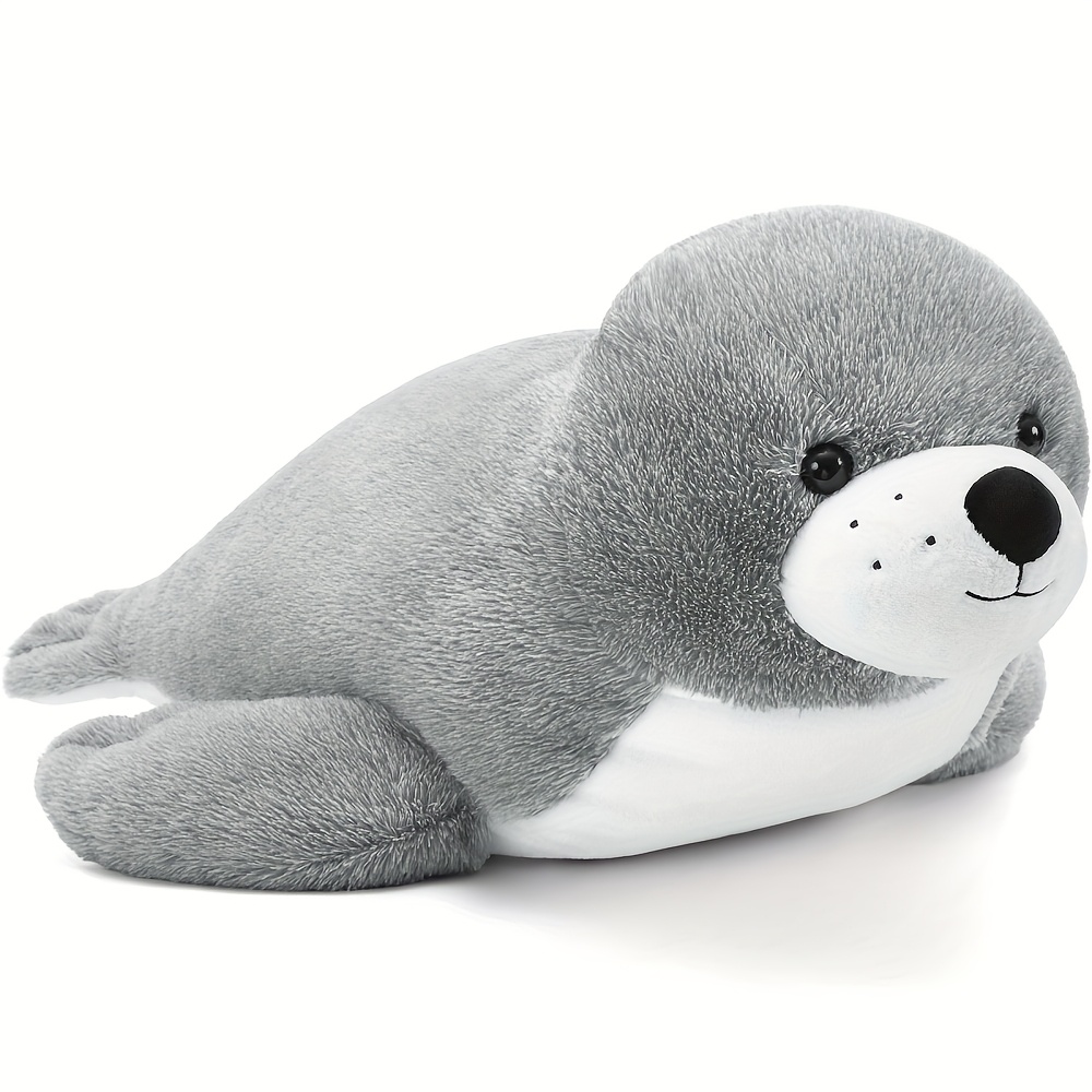 Image of Morismos Giant Seal Teddy Stuffed Animal Toy, 80cm Grey Kawaii Seal Plush Cuddly Presents For Girls Boys Girlfriend Kids Birthday Party Decoration