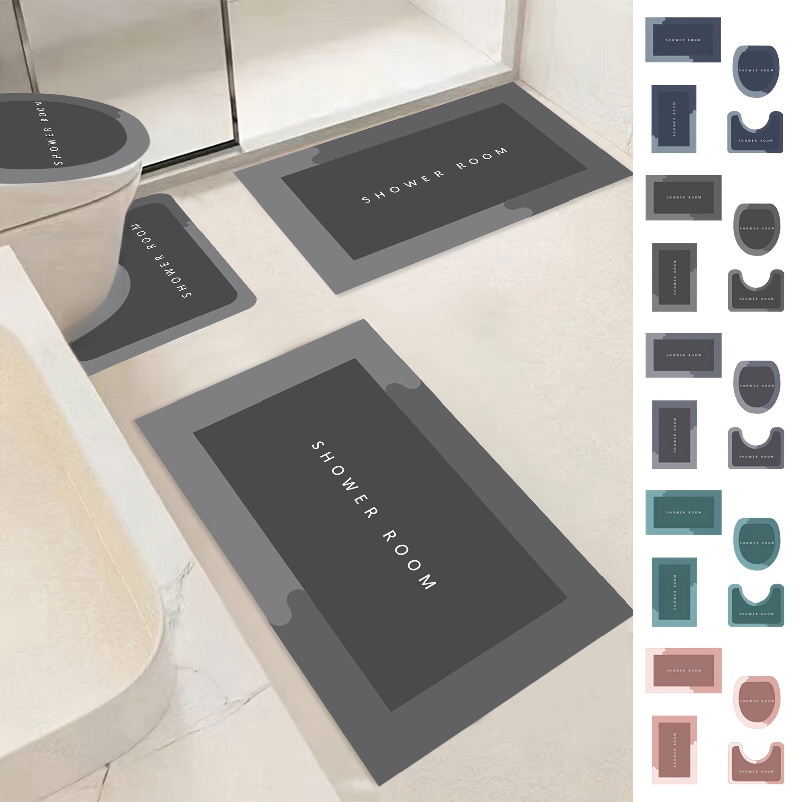 

4pcsss Bathroom Toilet Mat Set Quick Dry Bathroom Rugs Sets 4pcss Machine Washable Bathroom Rugs Sets 4pcss Non Slip Backing Bathroom Rug Set For Shower Room Bathroom Decor, Home Christmas Decorations