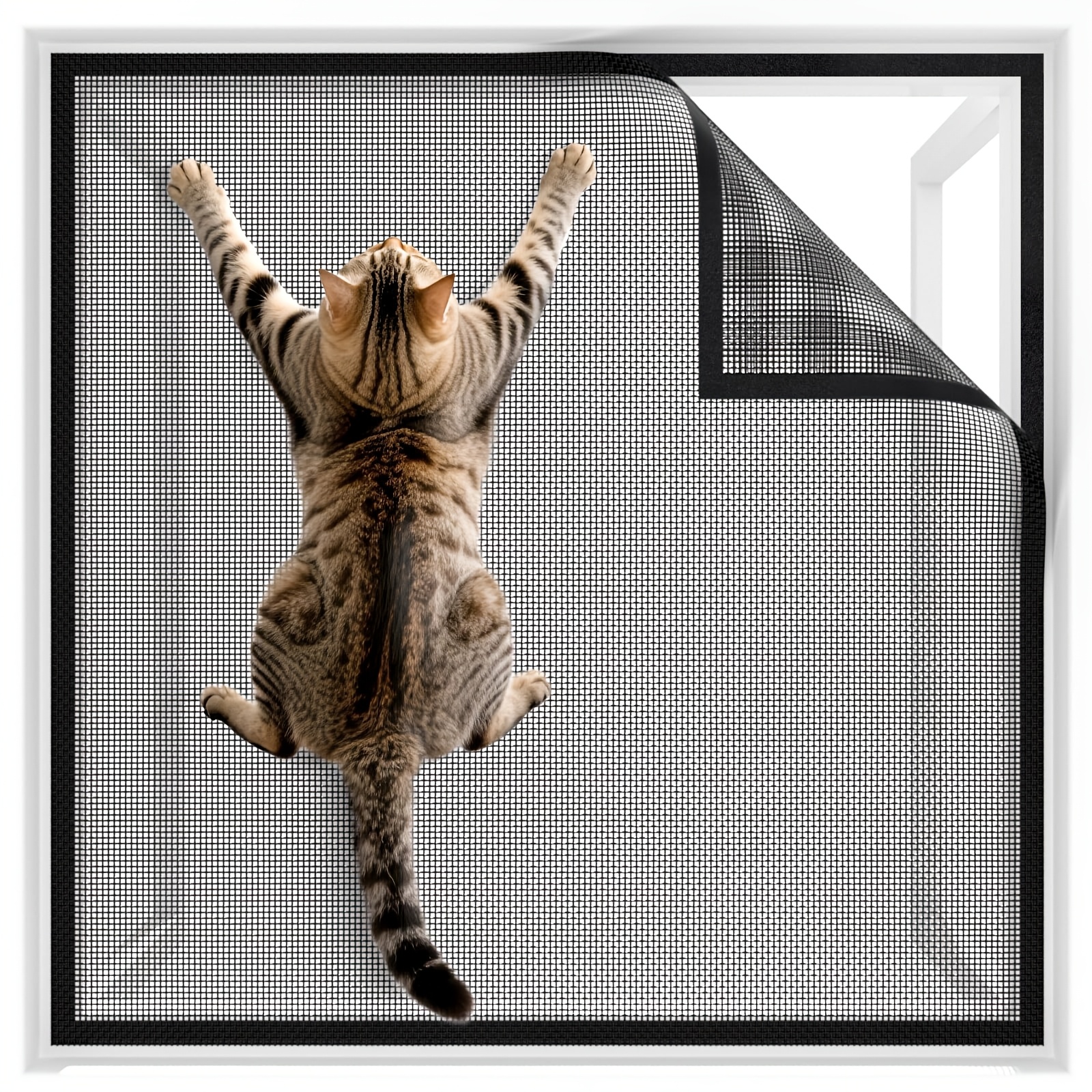 Image of Cat Net For Windows, No Drilling, Fly Screen, Reinforced, Cat-safe, Cat Resistant, Insect Protection For Balcony, Skylight, Cut To Size, Lightweight Fastening, Assembly, Anti-mosquito