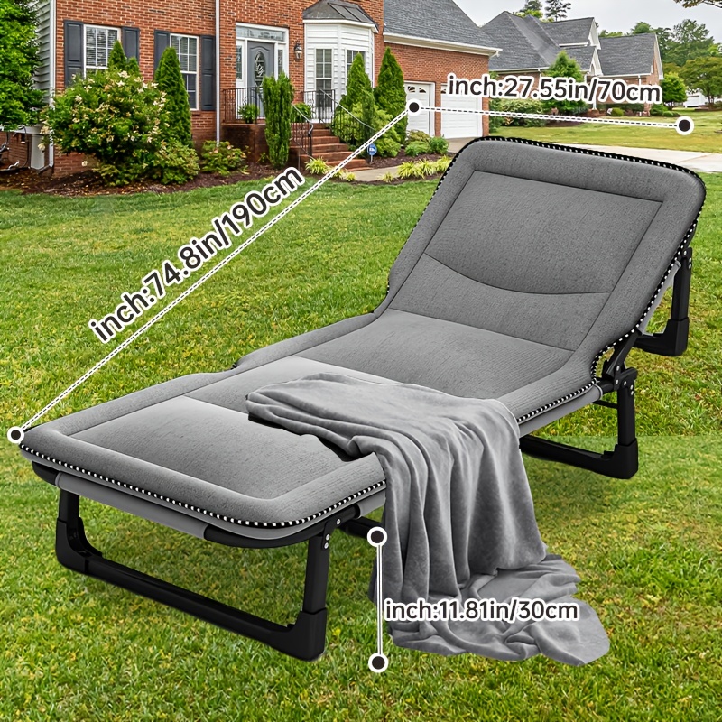 Outdoor Folding Chairs Adjustable Lounge Chair 2 In 1 Folding Chairs Bed  For Office Nap Camping Load Bearing 180kg - Sports & Outdoors - Temu