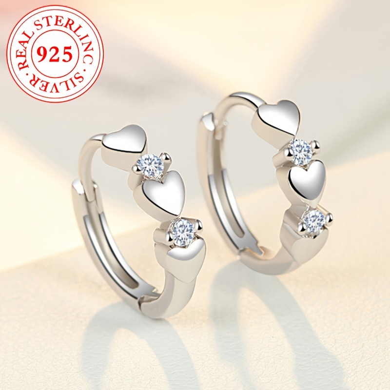 

925 Sterling Silver Women's Fashion Hoop Earrings - Anti-allergic, Sexy & Heart-shaped Design, Suitable For Daily Wear & Party, Perfect For December Birthstone, Zirconia Stones, And 925 Silver Plating