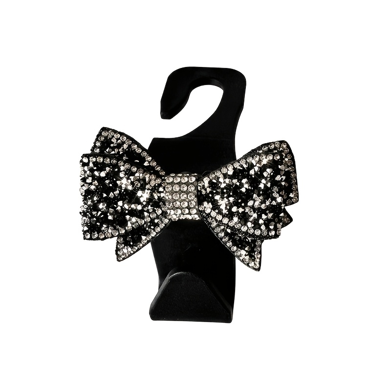 TEMU Diamond-studded Bow Car Seat Hook Car Multi-functional Cute Sparkling Diamond Rear Row Storage Hook Car Interior Decoration Universal Models Do