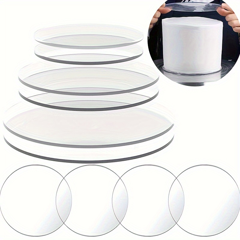 

Acrylic Cake Discs Set Of 3 - Clear Round Cake Plates For Decorating, Frosting And Displaying - Food-safe, Reusable - Ideal For Birthday Parties, Holidays, And Baking Accessories