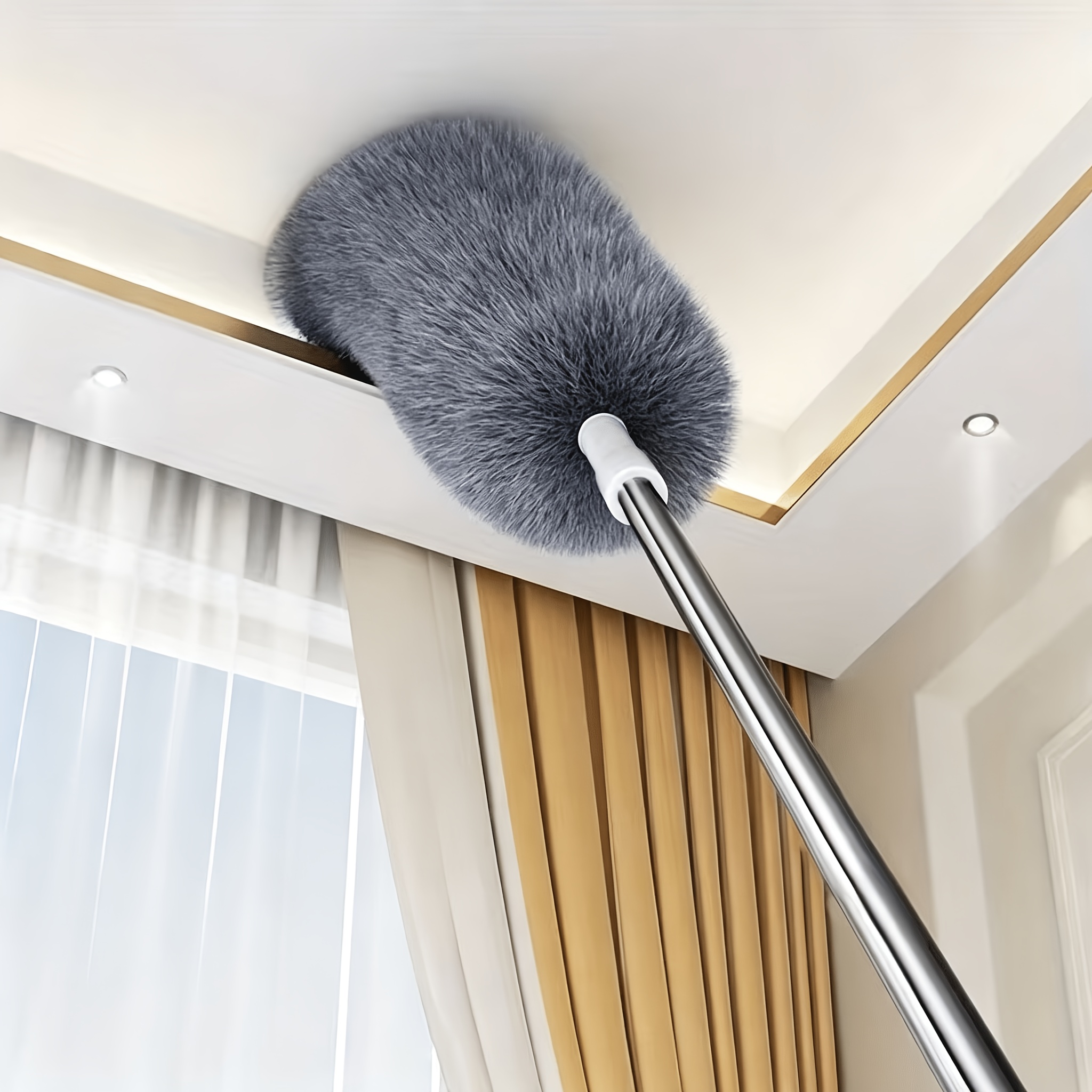 TEMU 1pc, Retractable Dusting Brush, Angled Cleaning Brush, Reusable Washable Ceiling Fan Duster, Cleaning Tool For Furniture And Cars, Cleaning