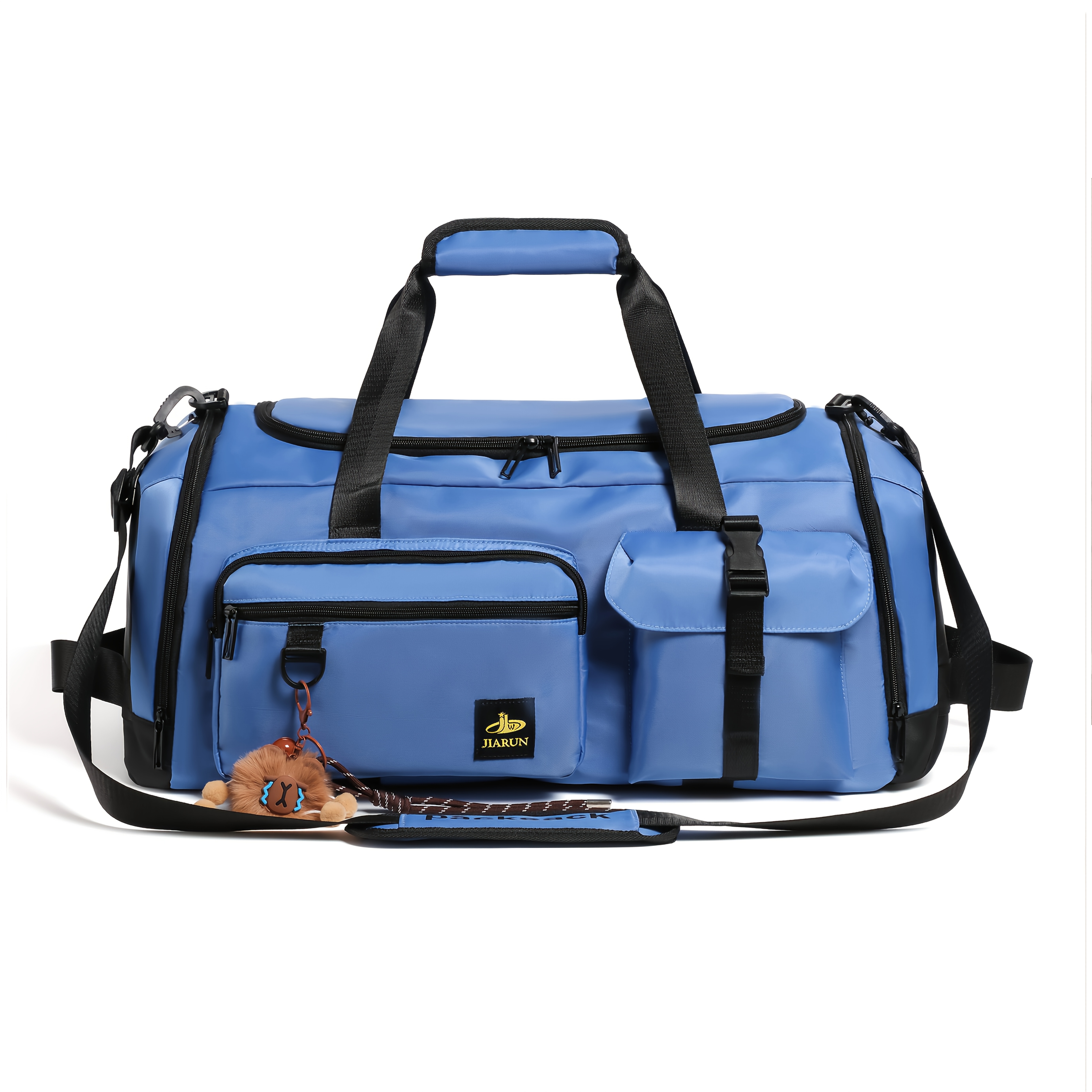 Moqueta de Viaje Multicolor, Mochila Deportiva Unisex para Hombres y Mujeres con Compartimento Independiente para Zapatos, Bolso de Equipaje Multipropósito para Parejas en Vacaciones, Convertible para Uso como Bandolera o de Mano - Imagen 9