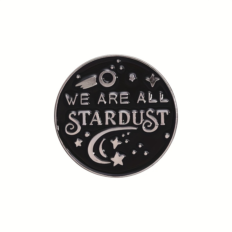 TEMU Elegante de Solapa ' Polvo Estrellado' - Distintivo Metálico Circular Retro para Casual, Aleación de