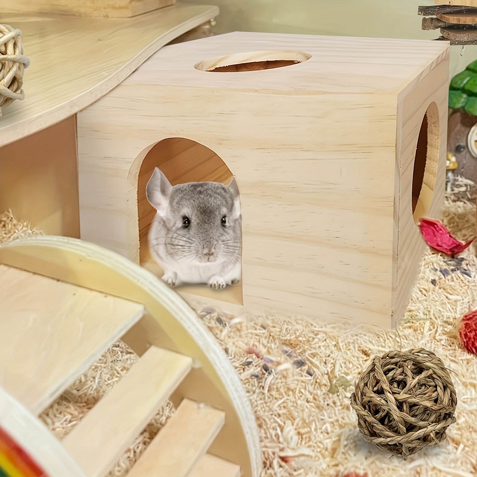 Wooden Multi-Chamber Maze Hideout for Small Animals