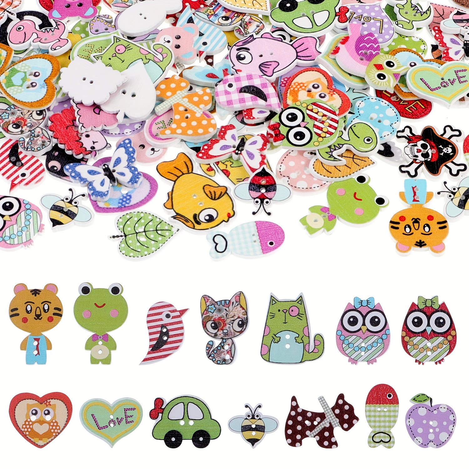 

50pcs Ywli Cute Wooden Buttons, Assorted Owl Designs, 2-hole Craft Buttons For , Jeans, Coats, Jewelry Making Accessories & Supplies