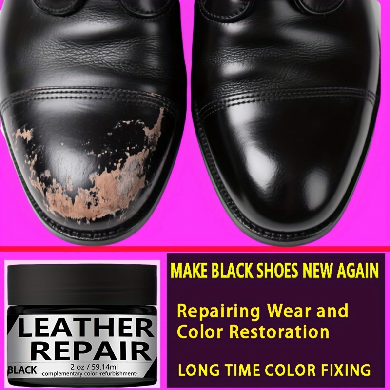 2oz Black Leather Shoe Repair Kit Scuff Fix Color Restorer for Dress  Shoes, Permanent Color Restoration Old Shoes Look New Again with Shiny 