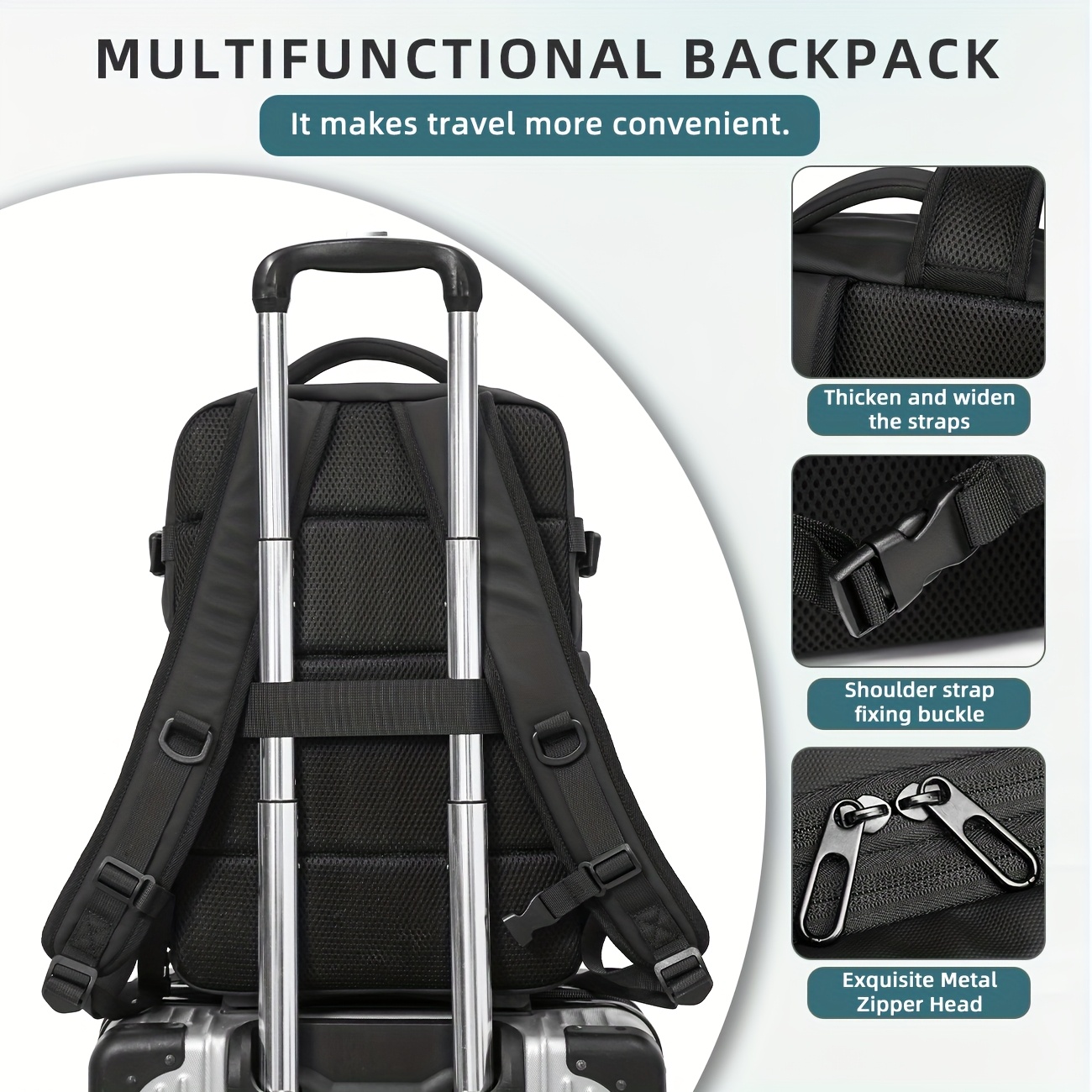 Travel Suitcase with Vacuum Compression Backpack & Pump, Laptop Compartment