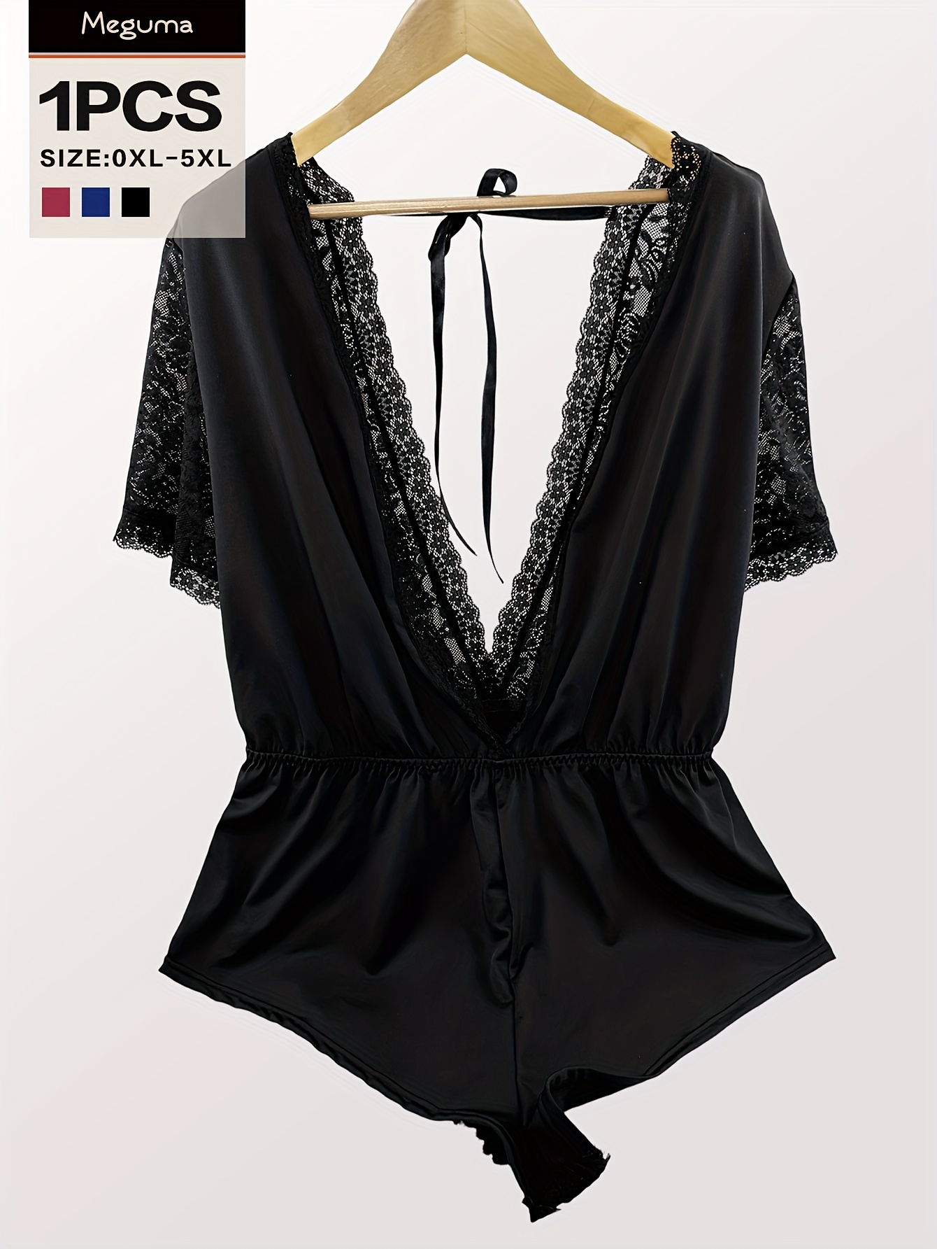    en-plus-size-damenunterwäsche mit tiefem v-ausschnitt, elastischer taille und fächerförmigem  -jumpsuit mit hosenbeinen, sommer-hauskleidung für übergroße größen