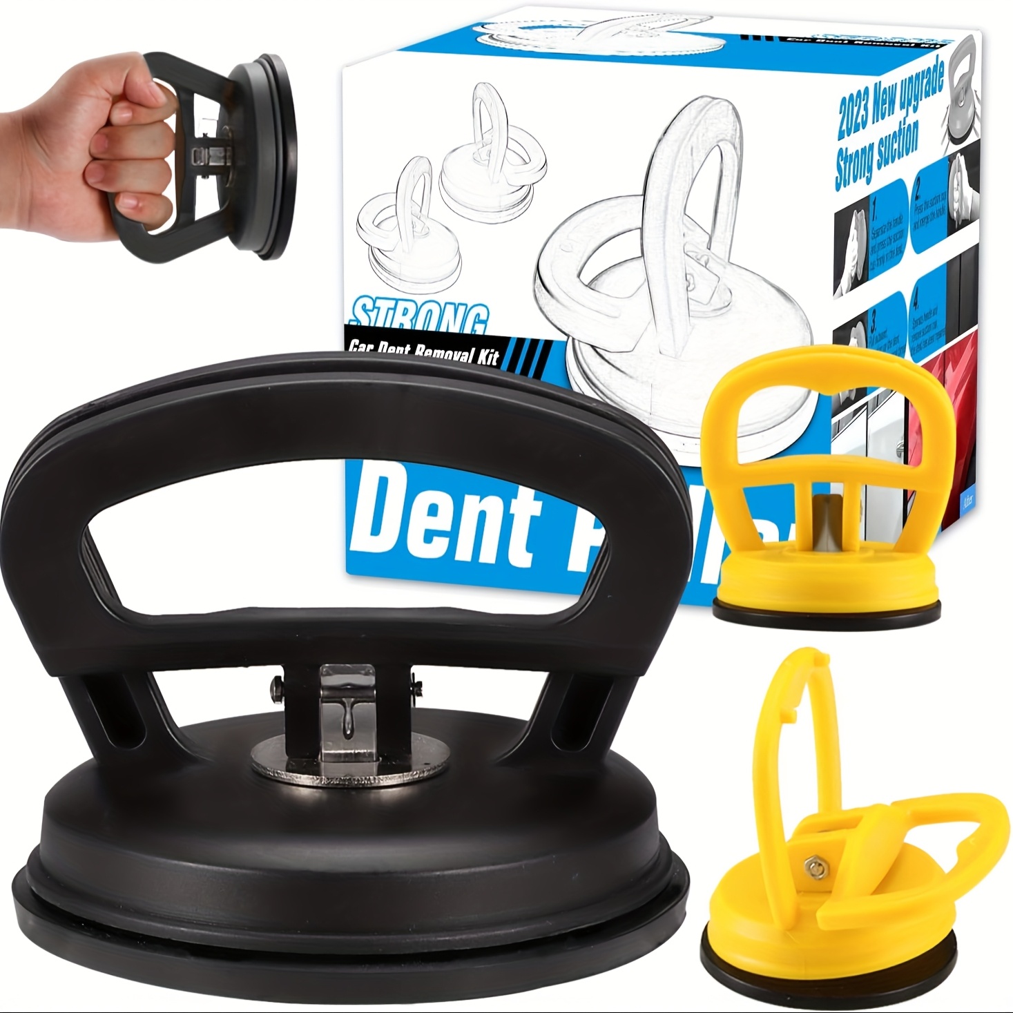 TEMU 3pcs Abs Plastic Universal Dent Puller Set, , Manual Suction Cup Dent Repair Kit For Cars, Glass, And Tiles - Paintless Dent Removal Tools For Mountain Day (color Random Delivery)