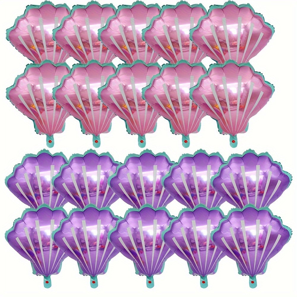 Image of 20pcs Of Purple And Pink Mini Shell Foil Balloons Suitable For Birthday Party Theme Party Decoration