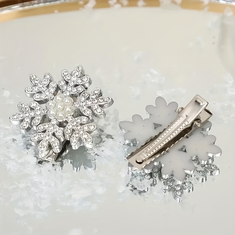 TEMU Ein zweiteiliges Set eleganter Schneeflocken-Haarspangen, als Geburtstagsgeschenk für eine Prinzessin, geeignet zum Tragen während der