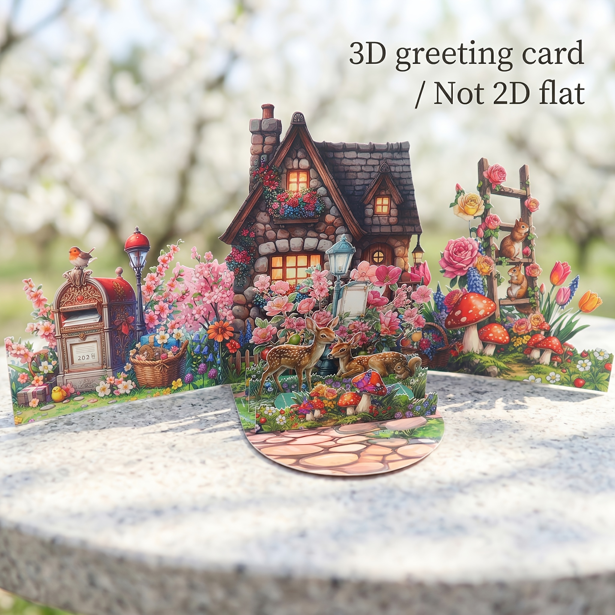 TEMU 1pc 3d Pop-up Deer And Greeting Card With Envelope, Handmade , Suitable For Mother's Day, Birthdays, Anniversaries, Valentine's Day, Thank You