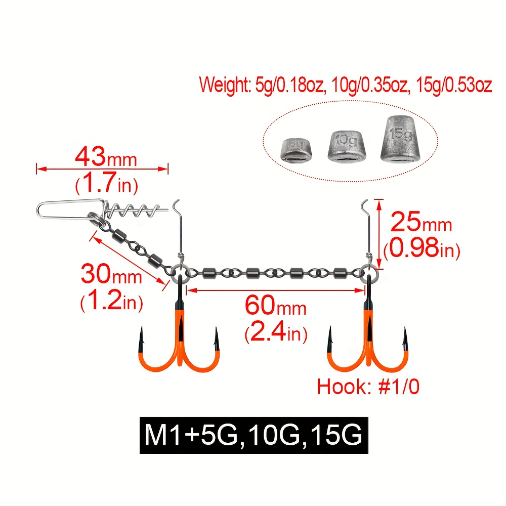 TEMU Spinpoler Multi-Depth Pike Rig #1 #10 #20 Rivestito UV Acciaio Hi-Carbono per Softbaits Swimbait Shad Attrezzatura da Pesca in Acqua e