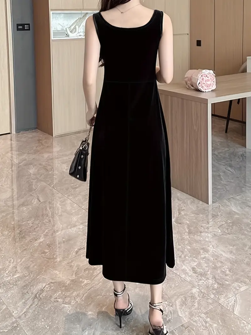simple solid color sleeveless a line long dress elegant - Temu Pakistan simple solid color sleeveless a line long dress elegant - Temu Pakistan