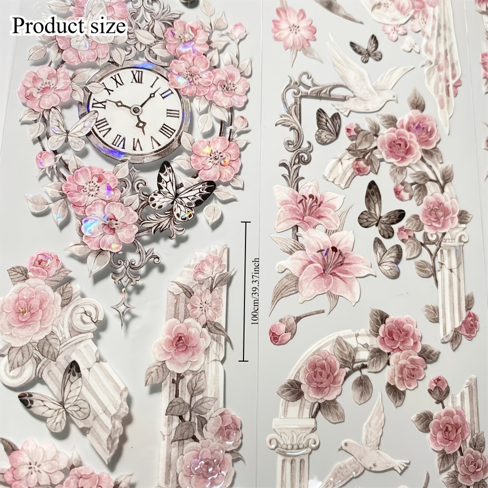High-quality Vintage Washi Tape With Floral Wedding Designs For Doors And Windows, Pet Material, 6cm X 100cm