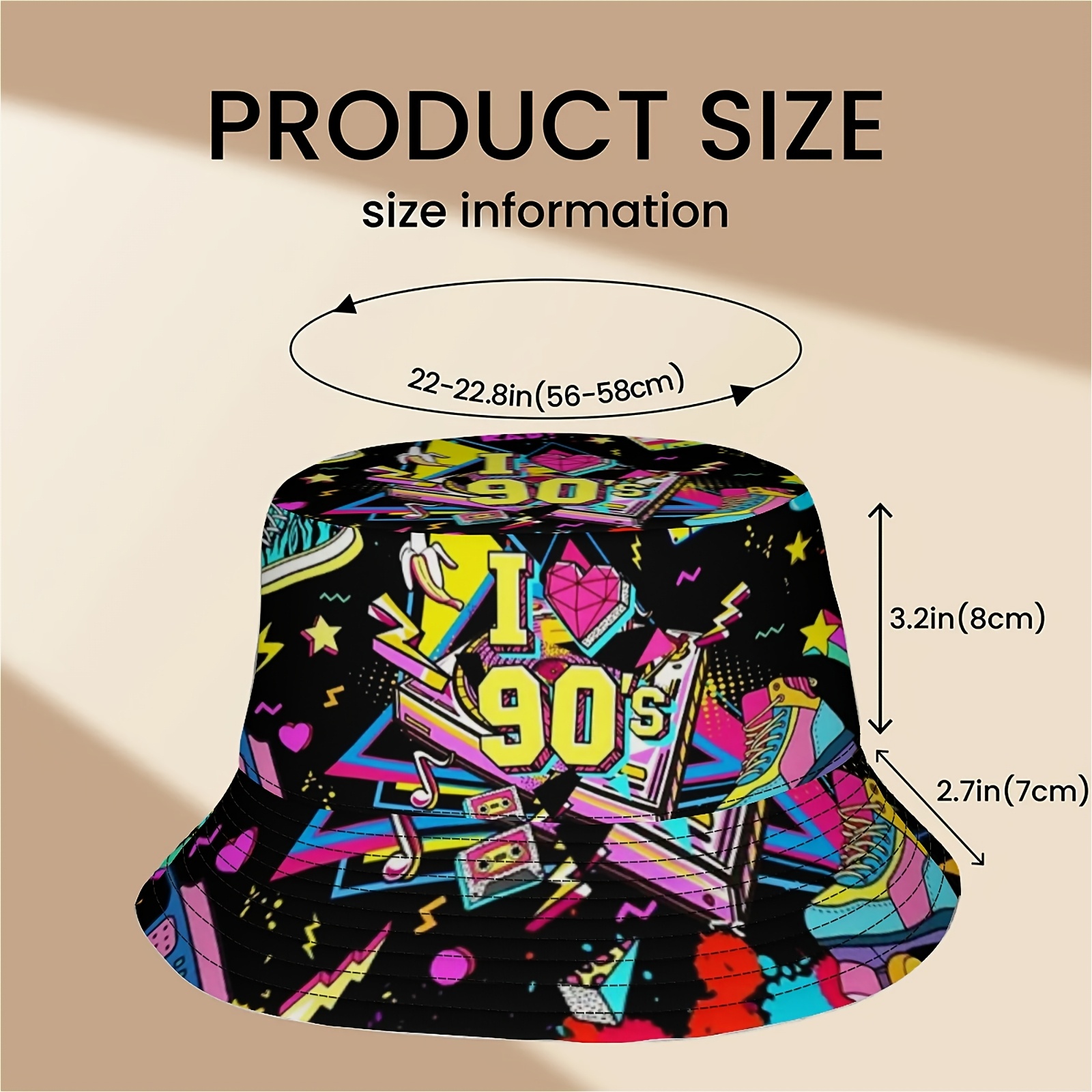TEMU A Single Piece From The 1990s Featuring Vibrant Ice Skates And A Unisex Printed Fisherman Hat, This Trendy Hat Adds A Touch, Perfect For Outdoor