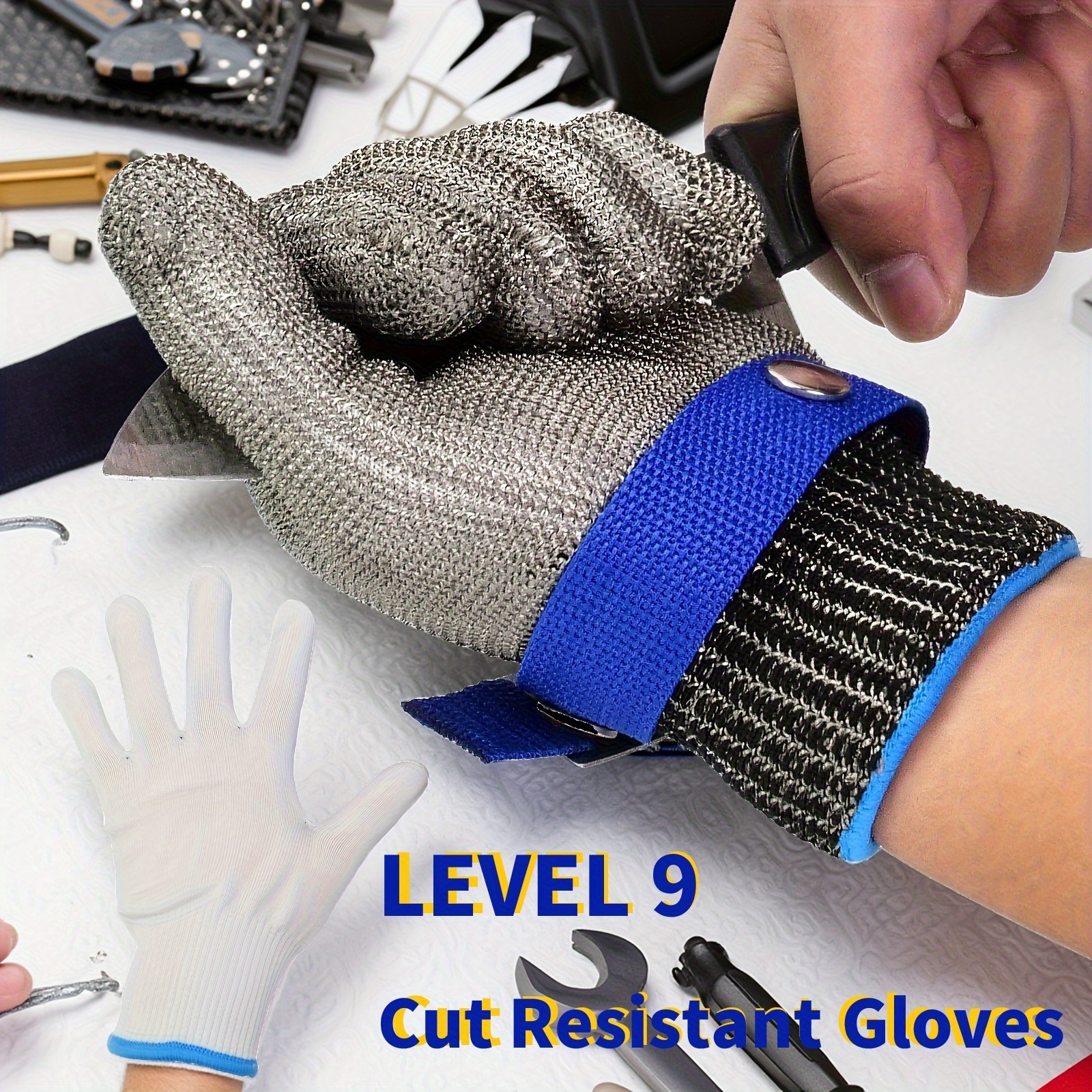 Heavy-Duty Cut Resistant Glove Stainless Steel Metal Mesh Chainmail  Glove, Anti-Cut Protective Glove for Knife Sharpening, Mandoline Slicing