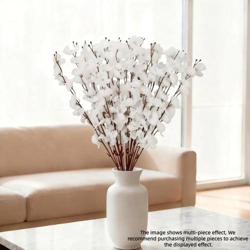 50 flores = 5pcs de artificiales blancas de largo | flores de plástico realistas, adecuadas para el hogar, , y decoración de fiestas, adecuadas para mesas de comedor, restaurantes y decoración de jardines, no requiere
