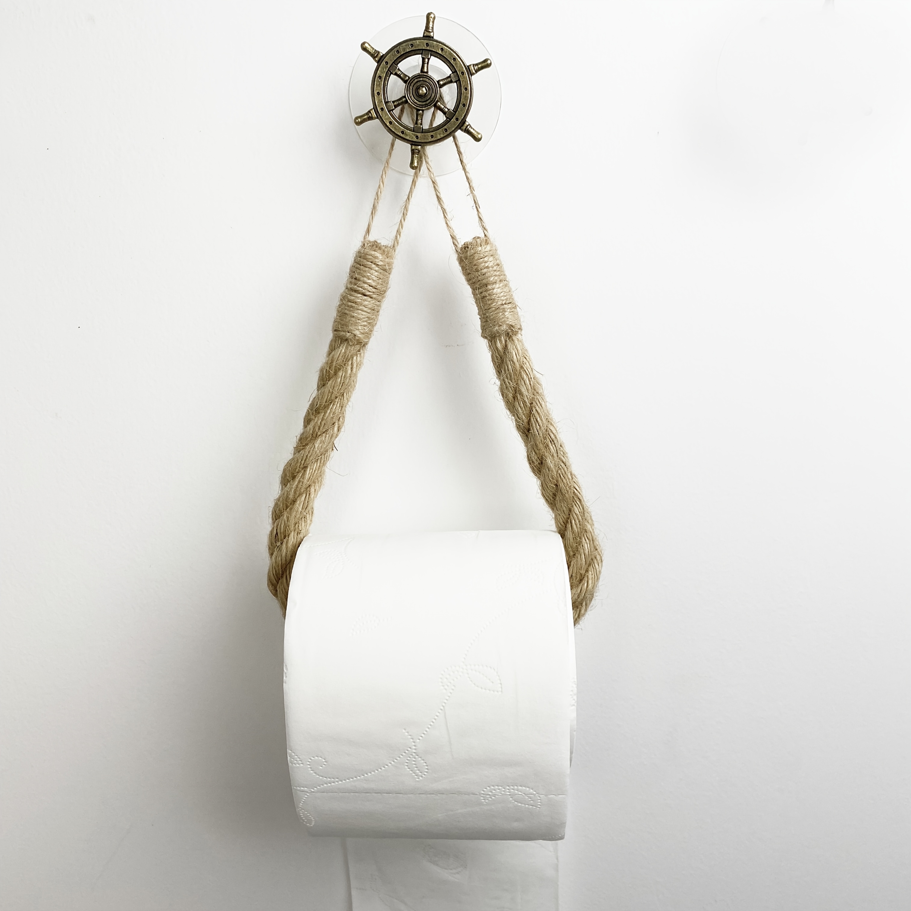 E-shop Stanzfreies, selbstklebendes Retro-Schiffsruder-Jutepapierhandtuchhalter, Toiletten, Badezimmer, Büro-Handtuchhalter, Aufbewahrungsregal,