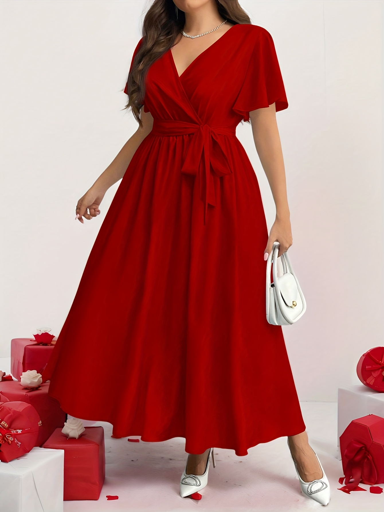 womens casual retro loose size red dress v neck - Temu Canada womens casual retro loose size red dress v neck - Temu Canada