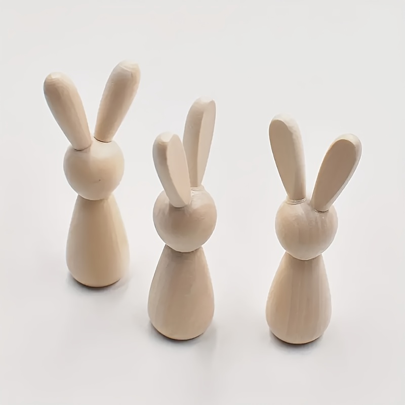 

5pcs Easter Diy Wooden Rabbit Creative Graffiti Small Wooden Rabbit Decoration