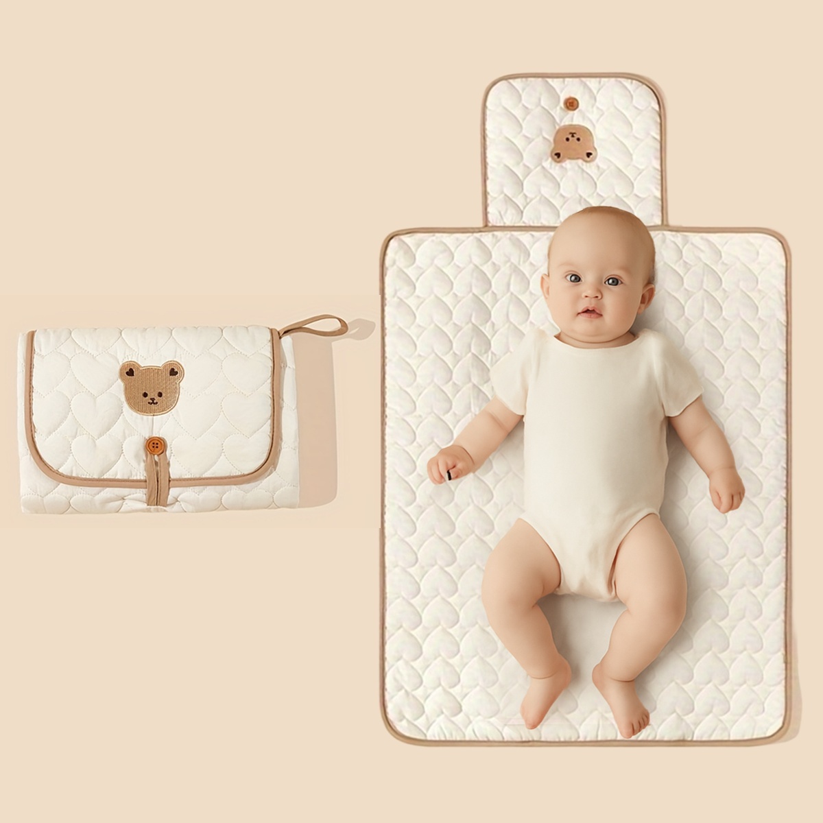 1pc Portable Diaper Bag, Foldable Changing Mat Mommy Outing Diaper Hanging Bag