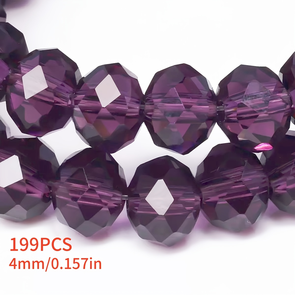 TEMU 199 piezas/8mm/6mm/4mm Cuentas de cristal de vidrio de lujo de calidad para fabricación de joyas DIY, pulseras hechas a , brazaletes, collares,