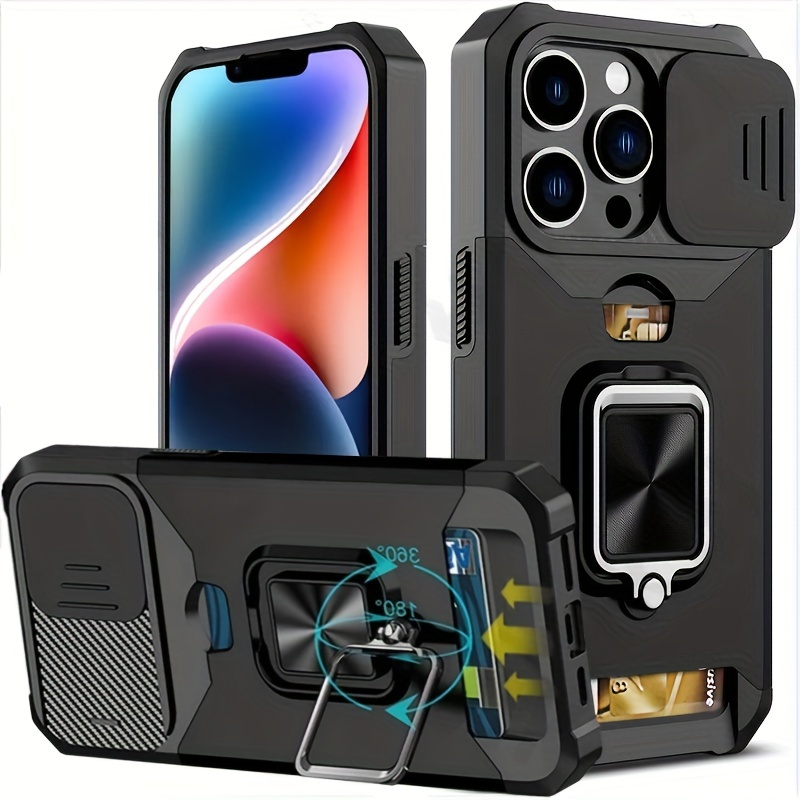 

Shockproof Hard Phone Case With Metal Stand And Card Slot For 15 Pro Max 14 Pro Max 13 Pro Max 12 Pro Max 11 Pro Max