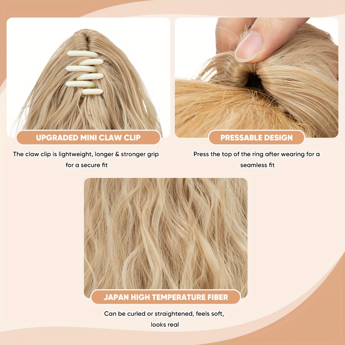 claw clip in ponytail extensions for women synthetic long wavy fluffy ponytail hairpieces 14inch hair accessories add volume   to   details 2