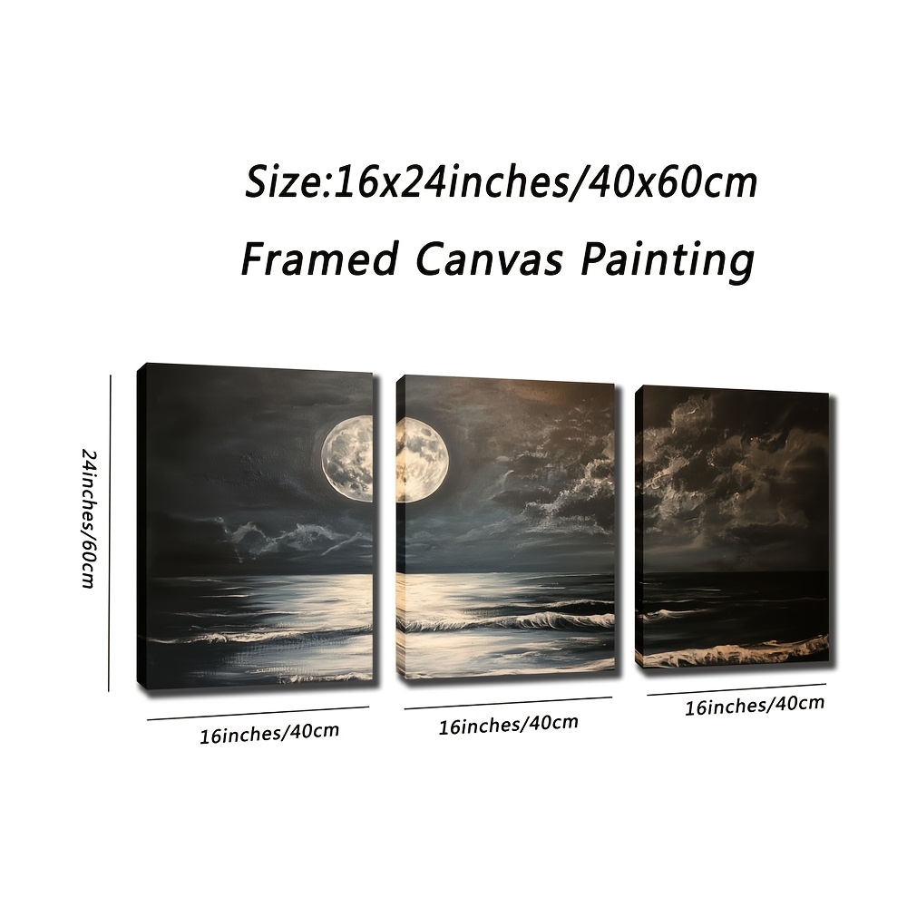 TEMU 3 Frame Canvas Painting, Art Painting On The Lake, Suitable For Office, Bakery, Concert Hall, Bedroom, Living Room And Other Decoration 12x16