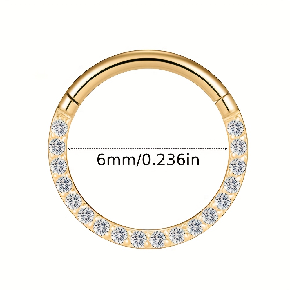16G Stainless Steel Embedded Zirconia Seamless Nose Ring