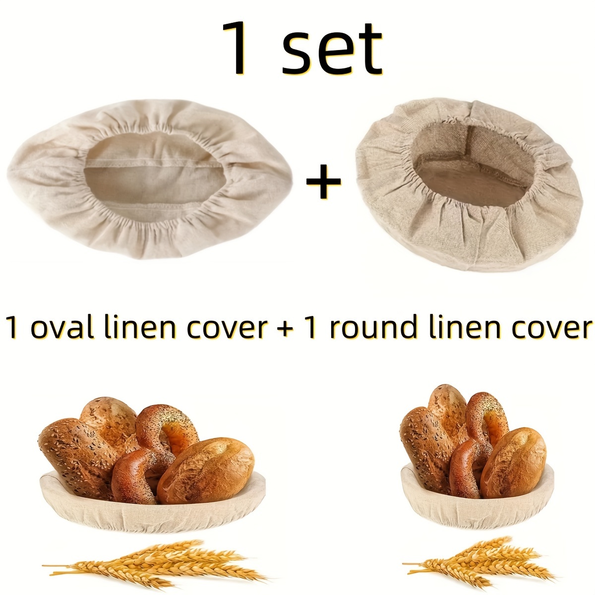 

1 Set, 1 Piece Oval And 1 Piece Round Bread Basket Cloth Cover For Restaurant/bakery/home - Lined, Perfect For Bread Fermentation.