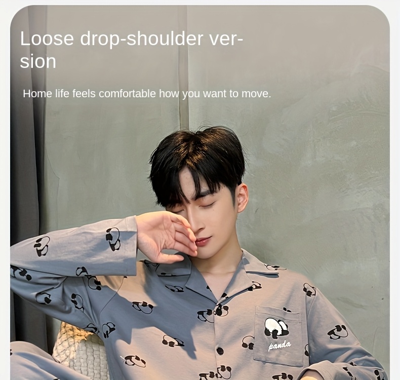 2025 New Men's Pajamas Pure Cotton Long Sleeve Spring and Autumn Models Teenager Winter Summer Boy Cartoon Home Clothes Set