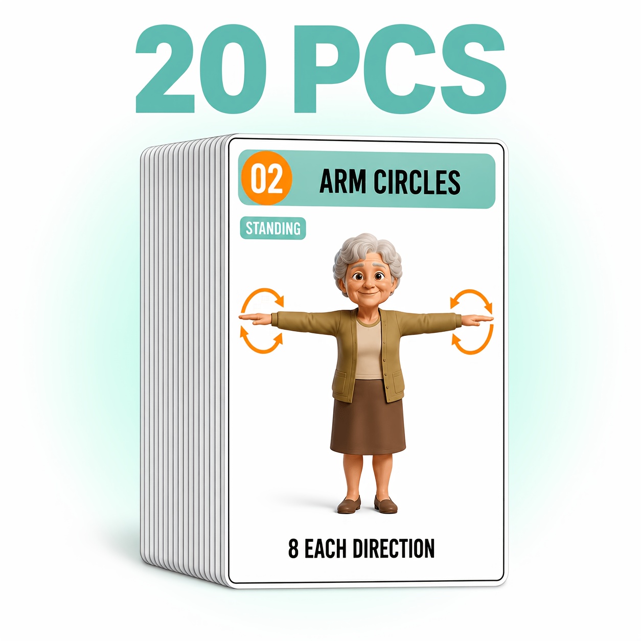 20pcs Elderly Standing And Sitting Full Cards, Clear Graphic Movement Instructions, Suitable For Home Fitness…: retailer-supplied image